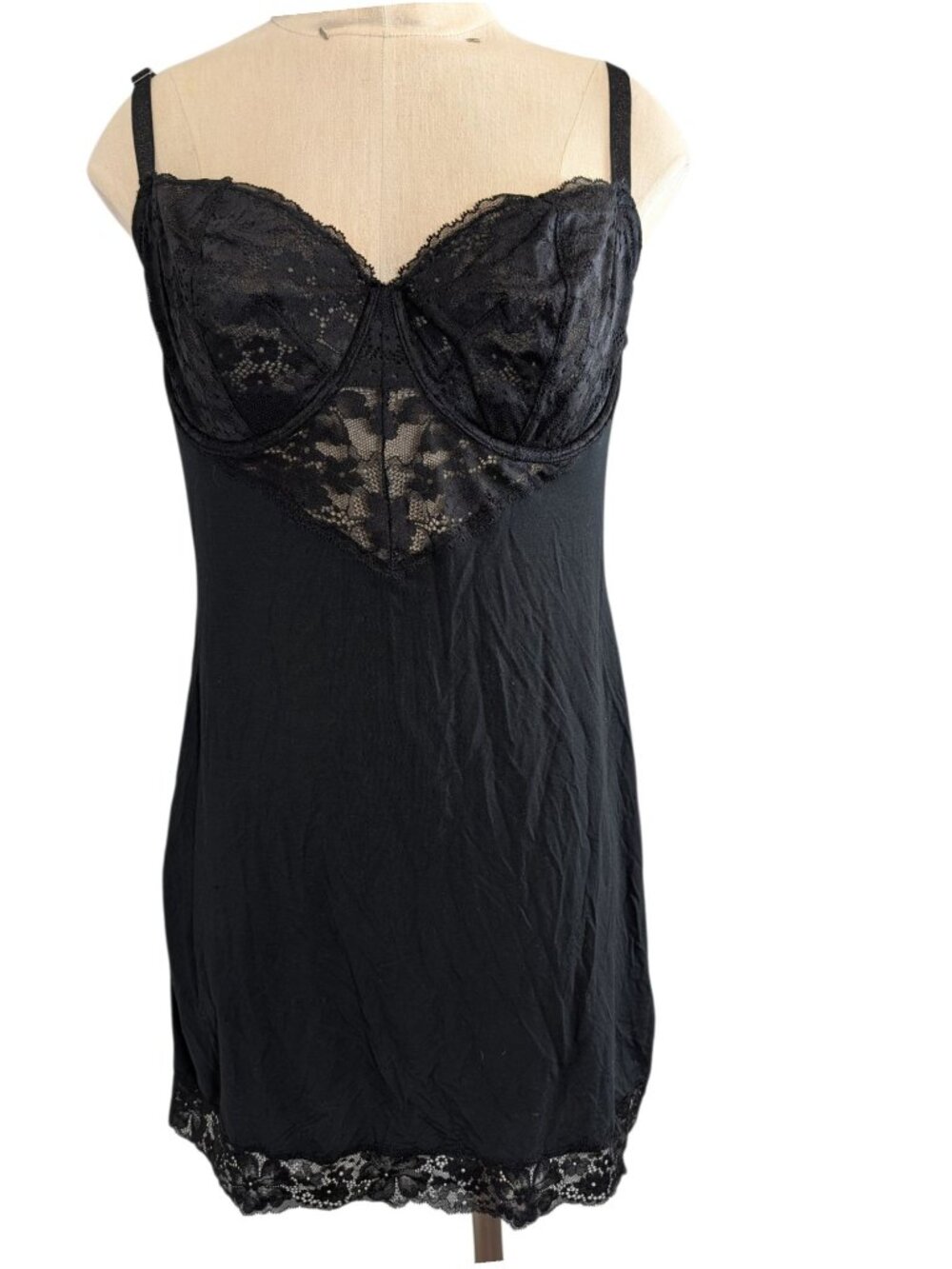 Victorias secret babydoll black floral lace underwire bra top women's size XL